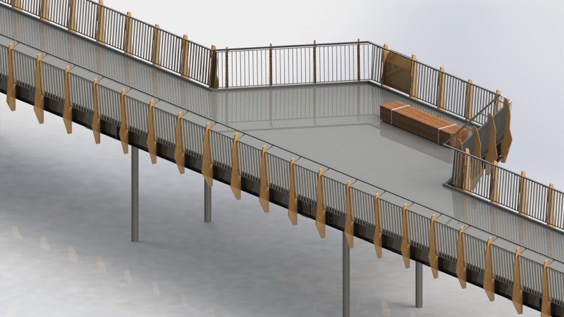 Walkway structure and balustrade